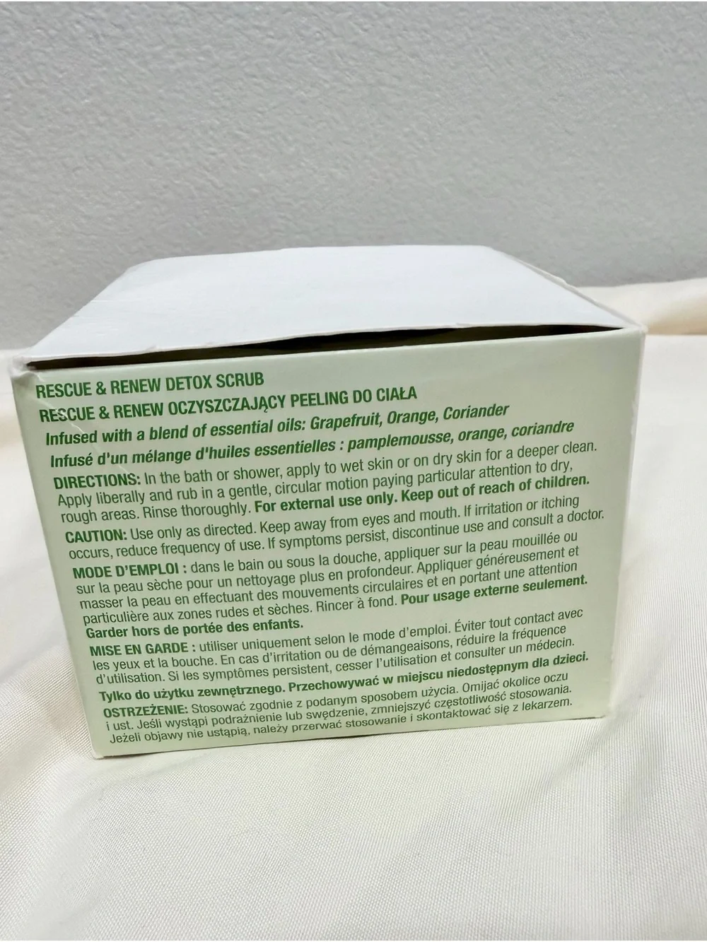 NWT Arbonne Rescue & Renew Detox Scrub Body Facial Essential Oils NEW Shower OS